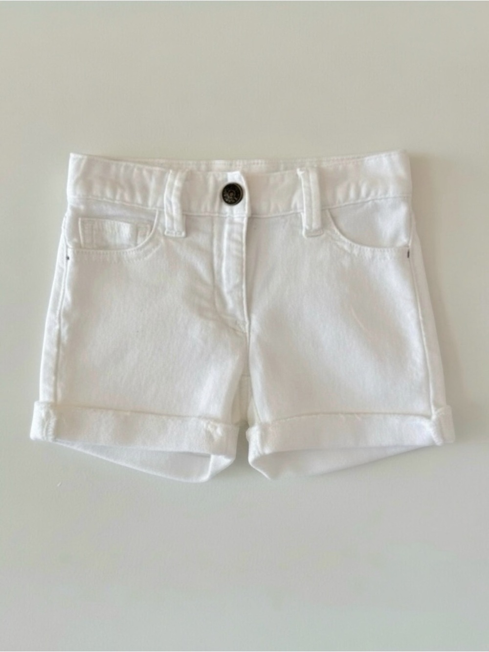 J.Crew Crewcuts White Denim Cowgirl Shorts | Girls Size 4 | Rolled Hem